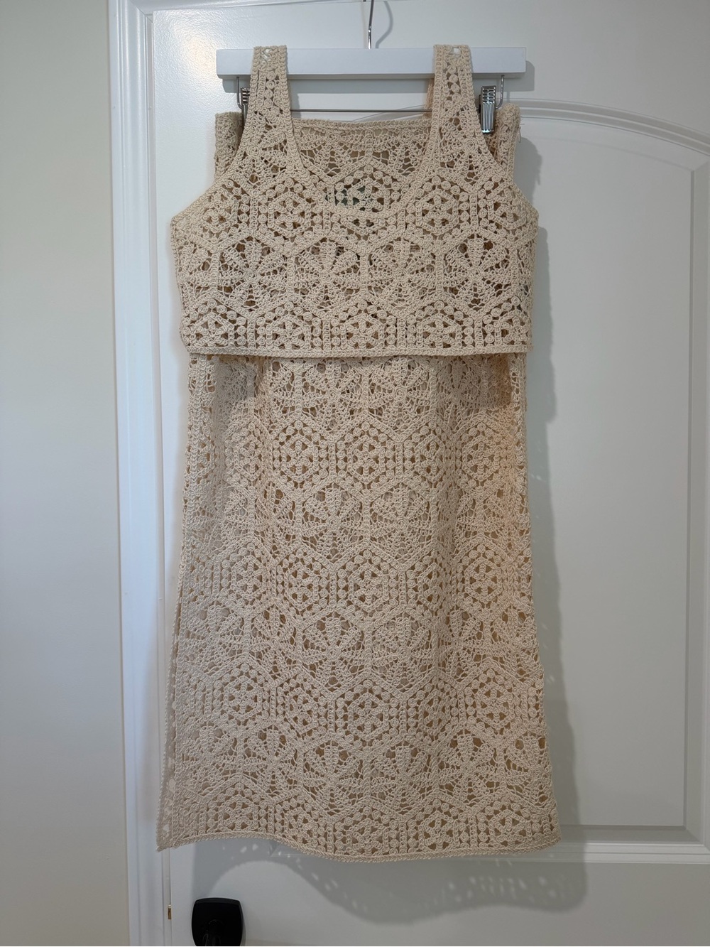 Two Piece Crochet Knit Top & Skirt